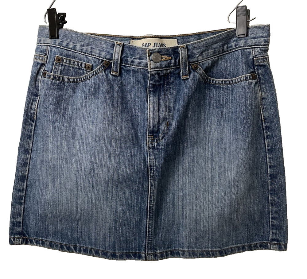 100% Cotton Gap Jeans Mini Blue Denim Skirt Size 10